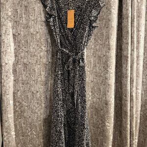 Floral Black and White Women's Dress